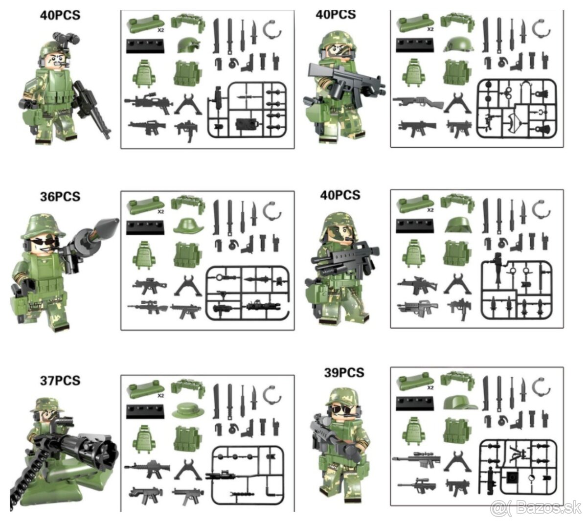 Rôzne sety vojakov 2 + doplnky - typ lego - 6
