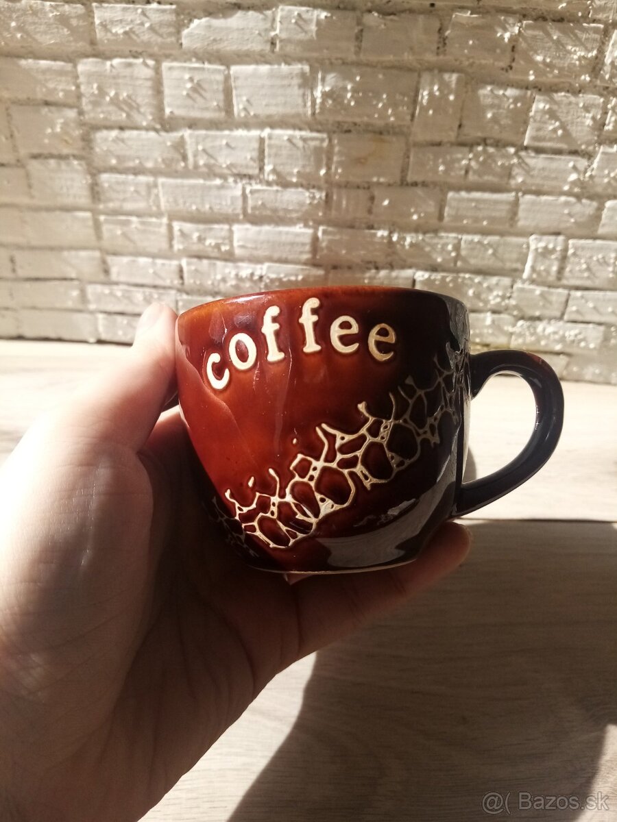 Keramická hnedá súprava 6 šálok na kávu - 6