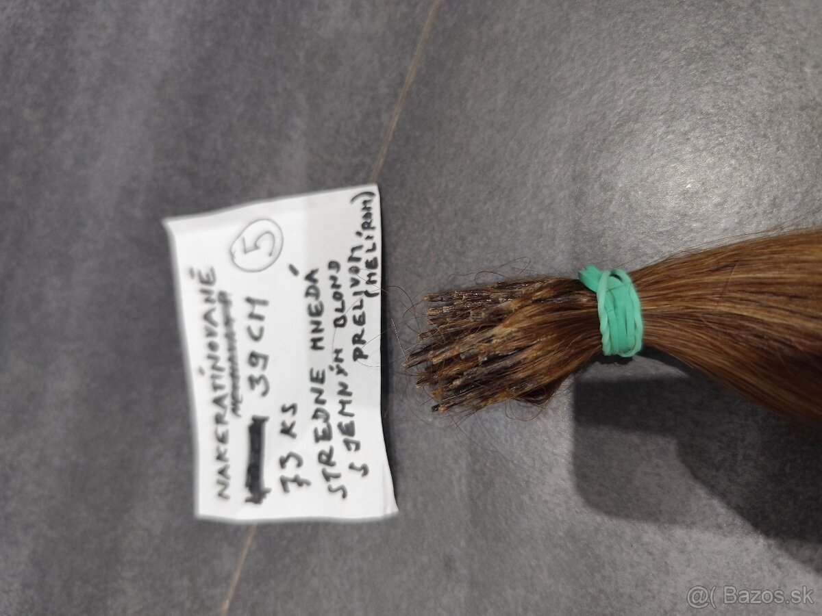 Ľudské vlasy na nadpojenie -hneda s blond melírom (161 ks) - 6