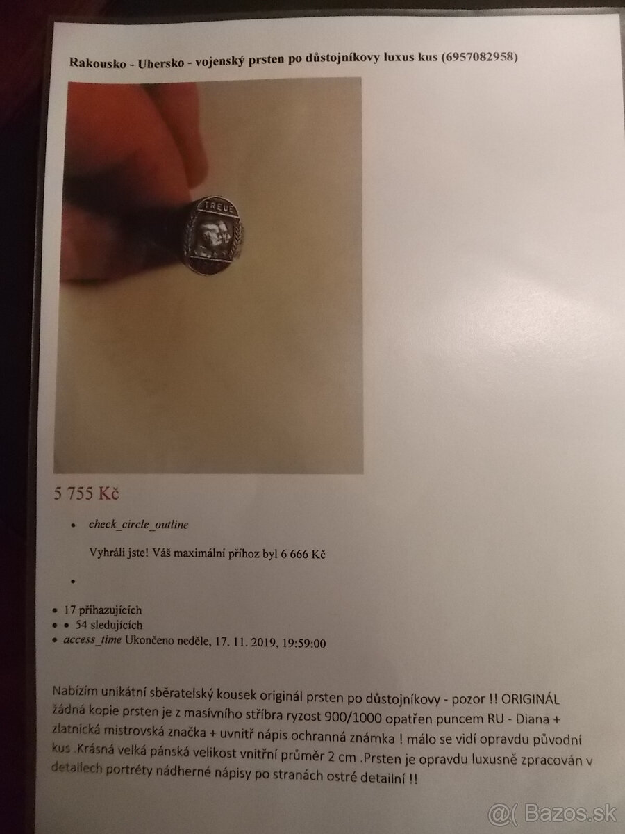 Ag dostojnicky prsten FJI - 6