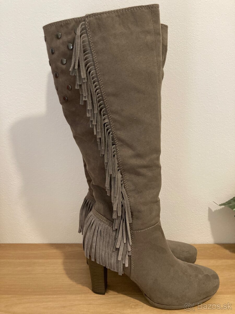 Sivohnedé vysoké čižmy 40 - 6