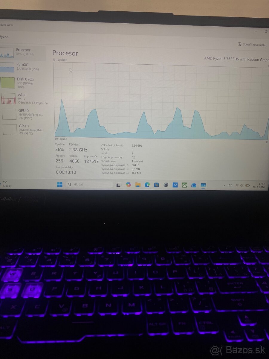 Herný notebook ASUS TUF Gaming A15, RTX 3050, 16GB RAM - 6