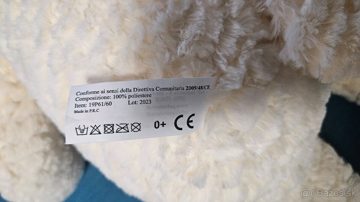 Veľký plyšový medveď, biely, 80cm - TOP STAV - 6