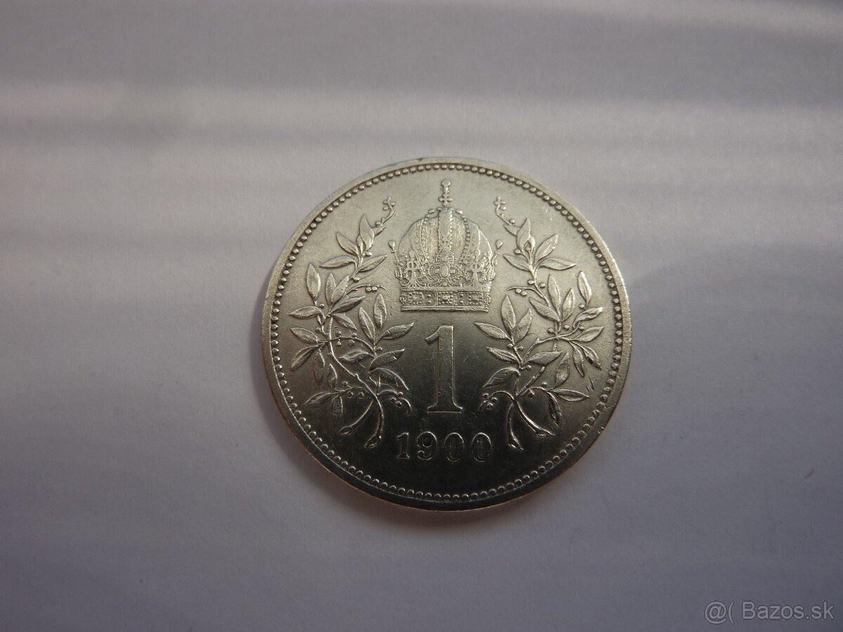 R-U Vzácnejšia 1 koruna 1900 bz vo veľmi peknom stave - 6
