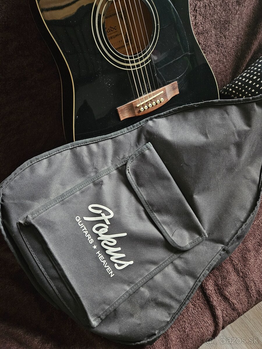 Akustická gitara Sade (čierna) + obal + struny Elixir - 6