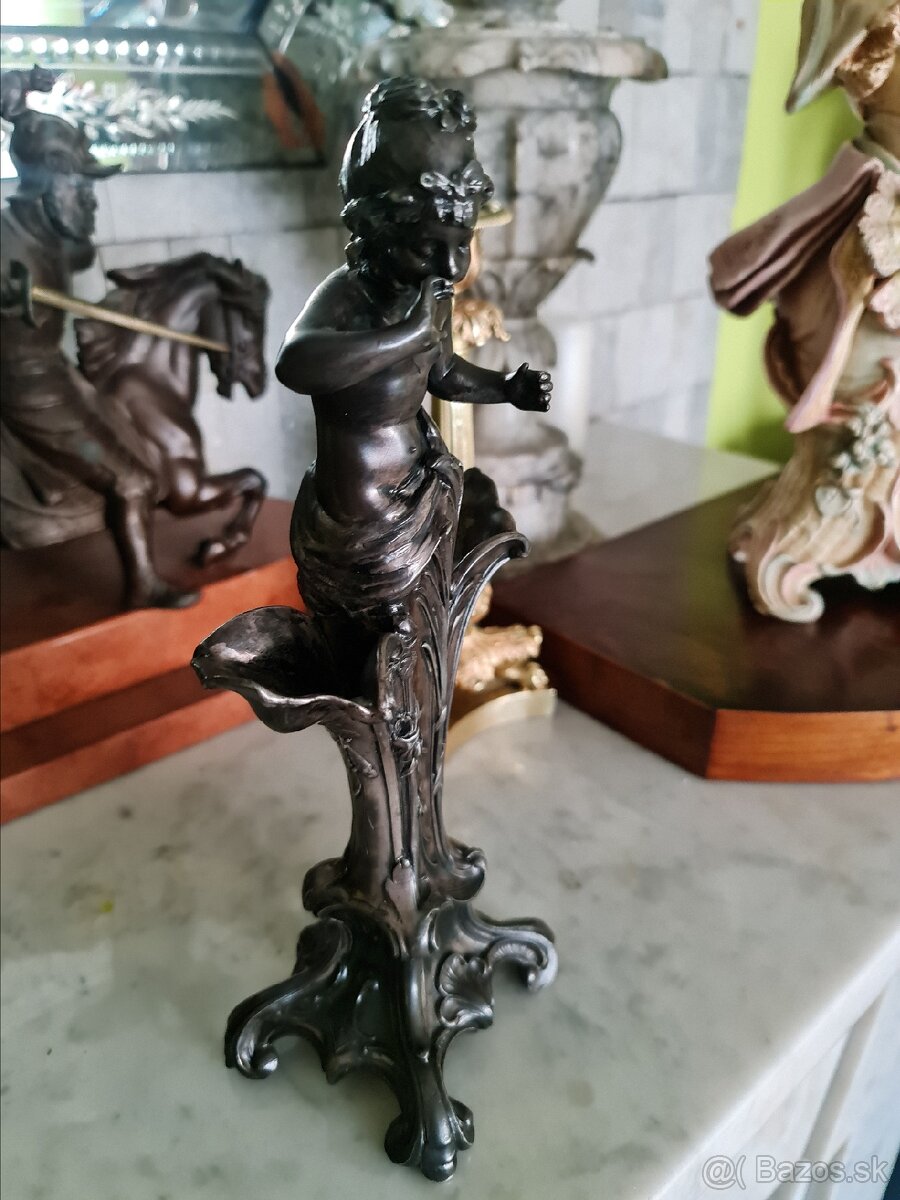 Secesna cínová vázicka soška - 6