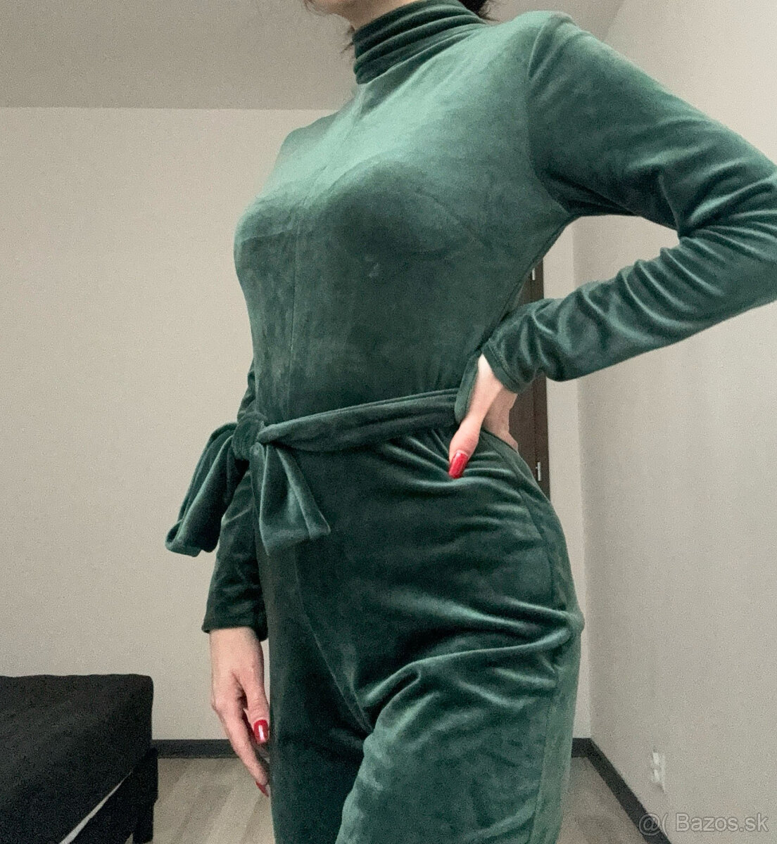 Dámsky dlhý zamatový overal - 6