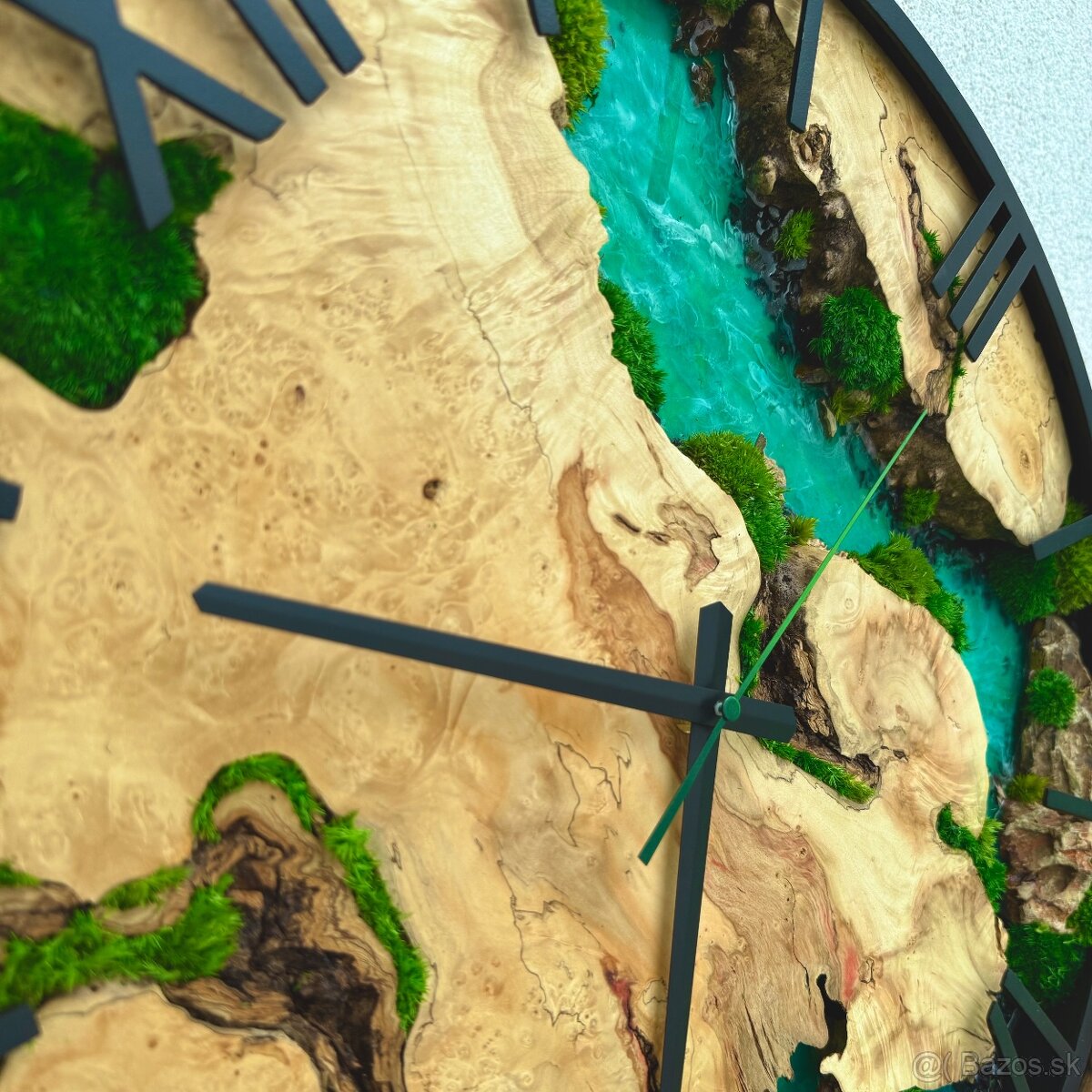 Machové hodiny s drevom a epoxidom 50cm priemer - 6