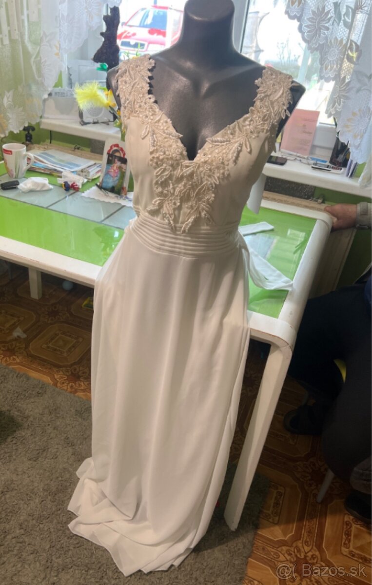 svadobné šaty S/M - farba Ivory - 6