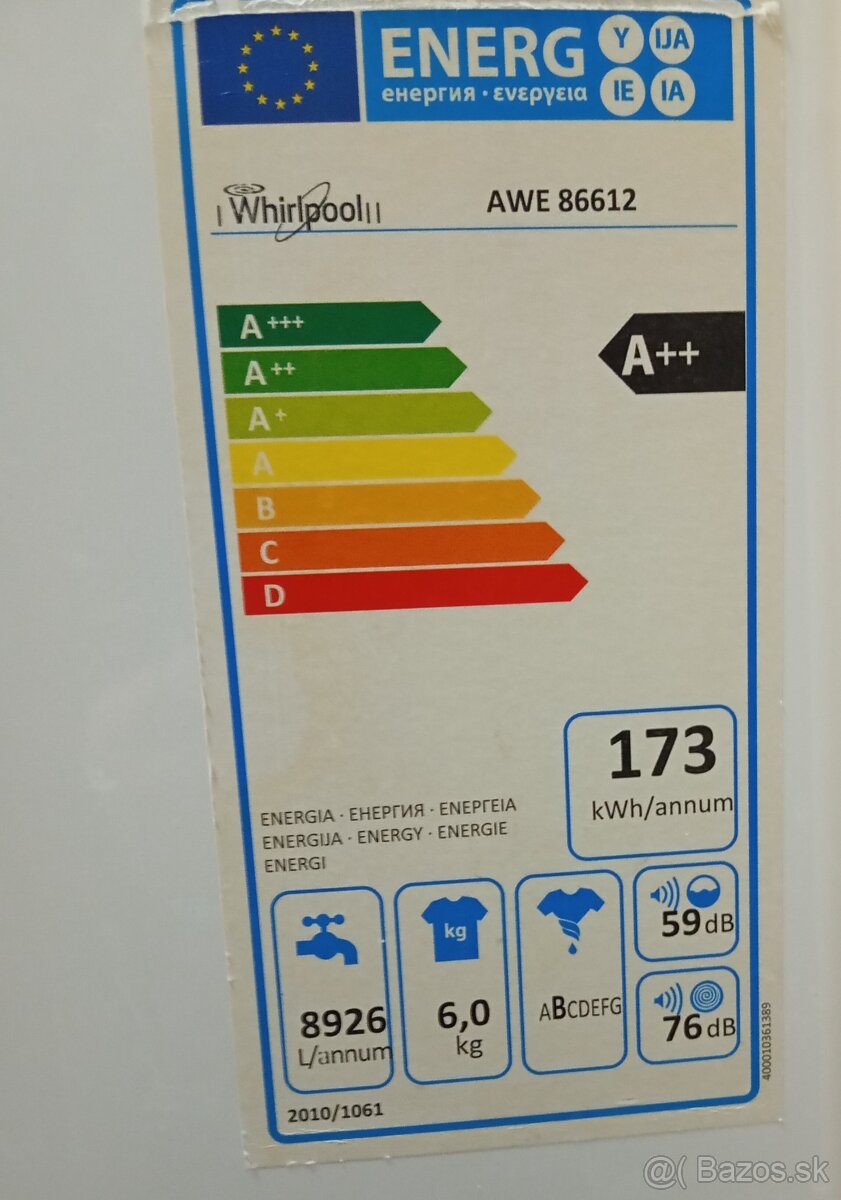 Predám práčku Wirpool AWE86612 - 6