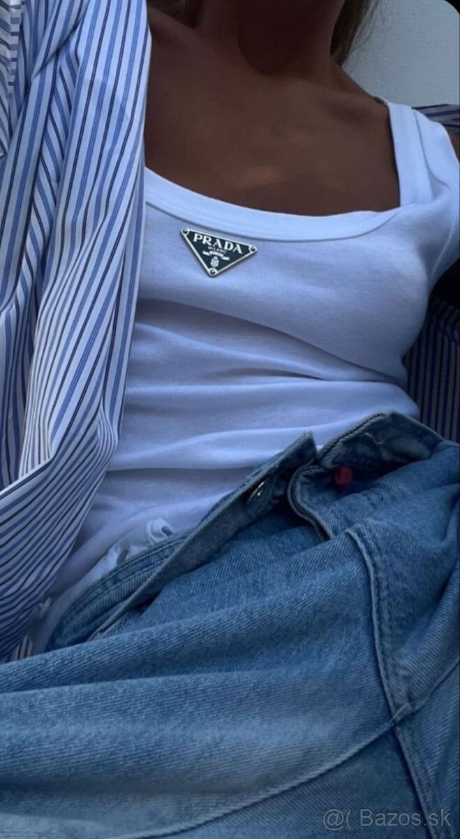 PRADA tielko biele / čierne - 6