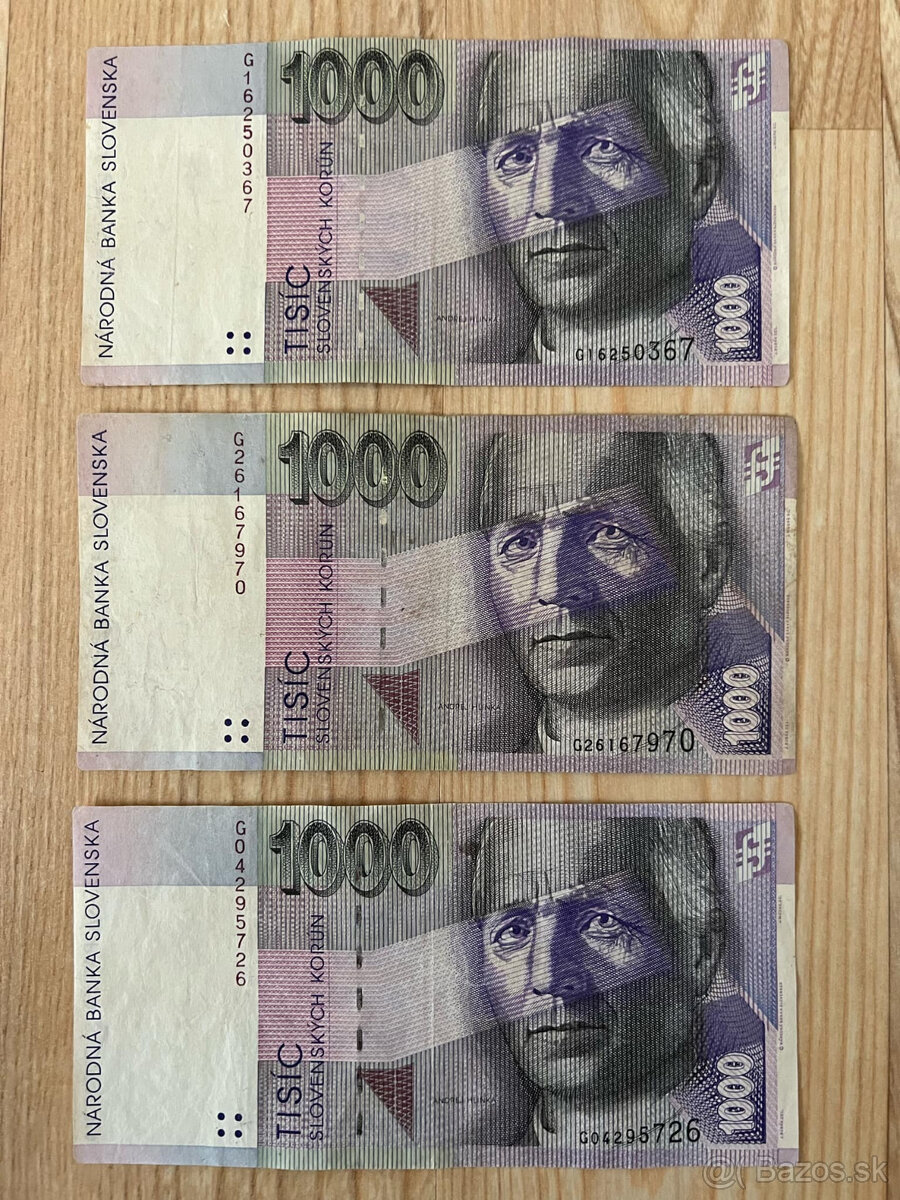 Slovenské bankovky 5000SK,1000SK,500SK,200SK,100SK,50SK,20SK - 6