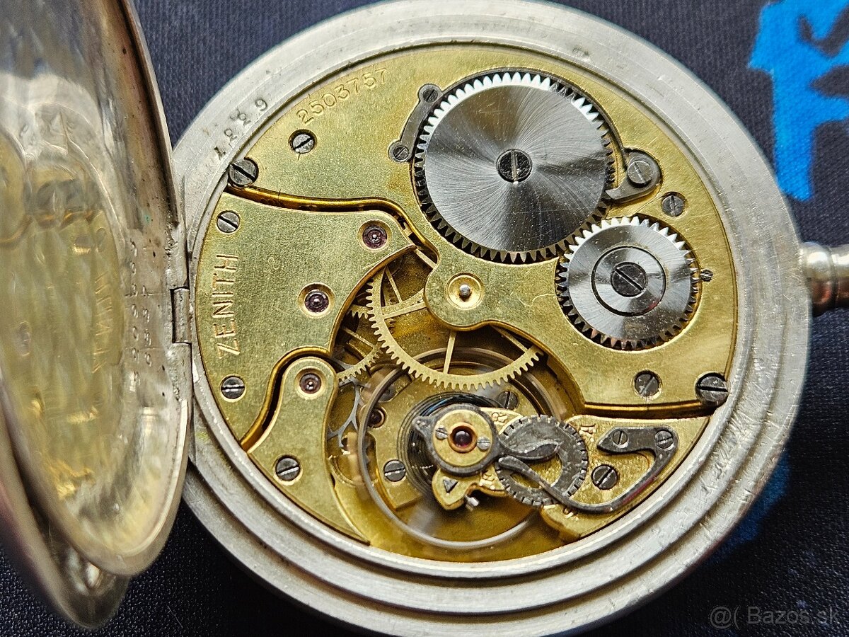 Strieborné,vreckové hodinky,Zenith. - 6