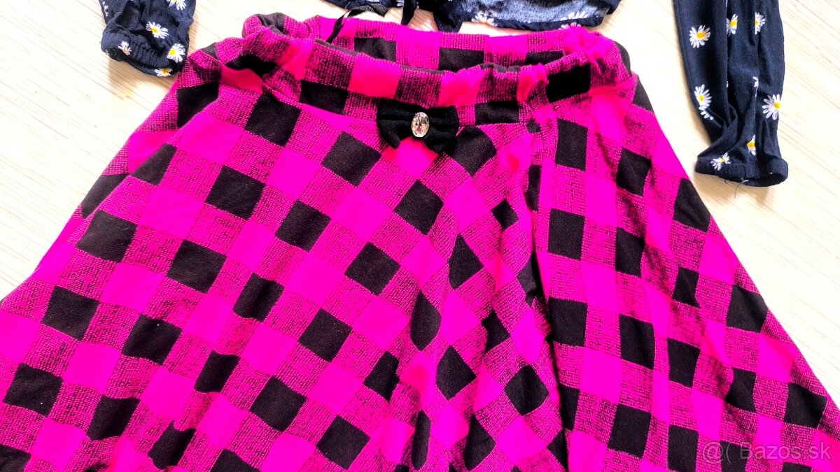 KRÁSNA slávnostná HRUBŠIA SUKŇA ako NOVÁ + TOP č. 146-152 - 6