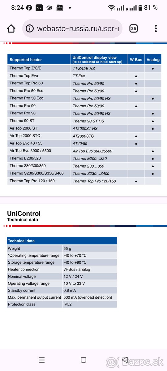 Webasto hodiny UNICONTROL TIMER 1531 / 9034521 - 6