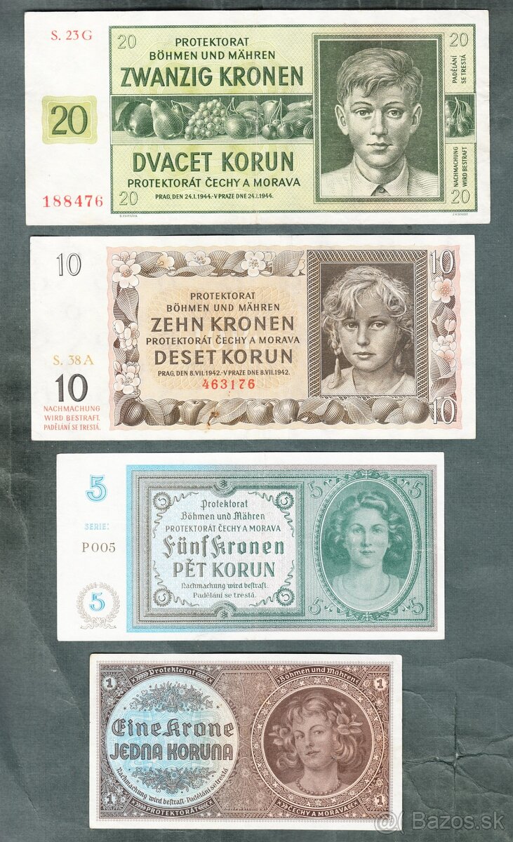 Staré bankovky PROTEKTORÁT KOMPLET SESTAVA - 6