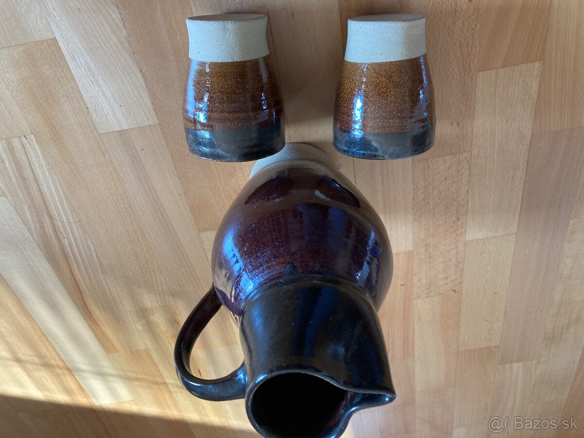 Predám keramický džbán + 2 poháre - 6