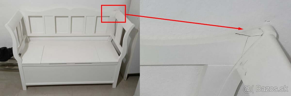 Biela drevená lavica s úložným priestorom / botníkom - 6