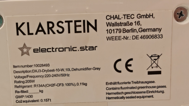 Odvlhcovac vzduchu Klarstein - 6