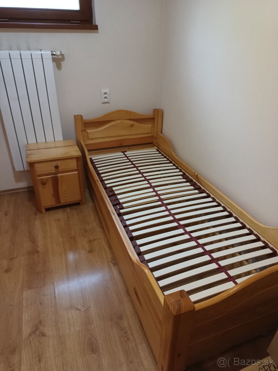 Posteľ s úložným priestorom borovica masiv+dva matrace j - 6