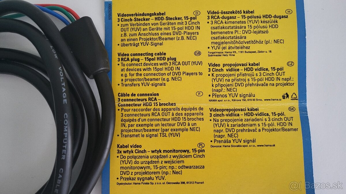 Videoprepojovací kábel zn. Hama - 6