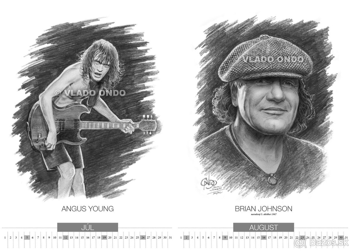 unikátny kreslený kalendár portrétov AC/DC 2026 - 6