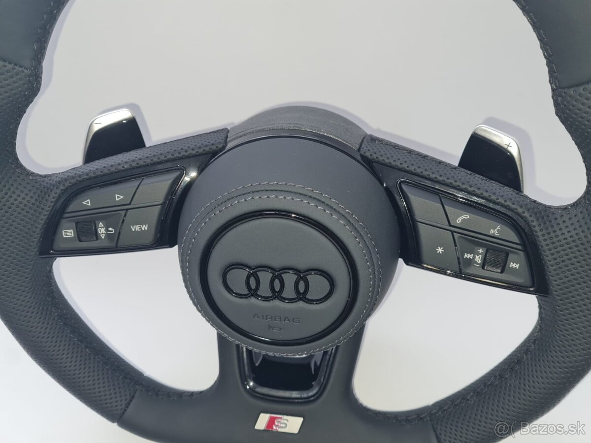 AUDI KOŽENÝ EXCLUSIVE VOLANT + AIRBAG + F1 PADLA CIERNA NITK - 6