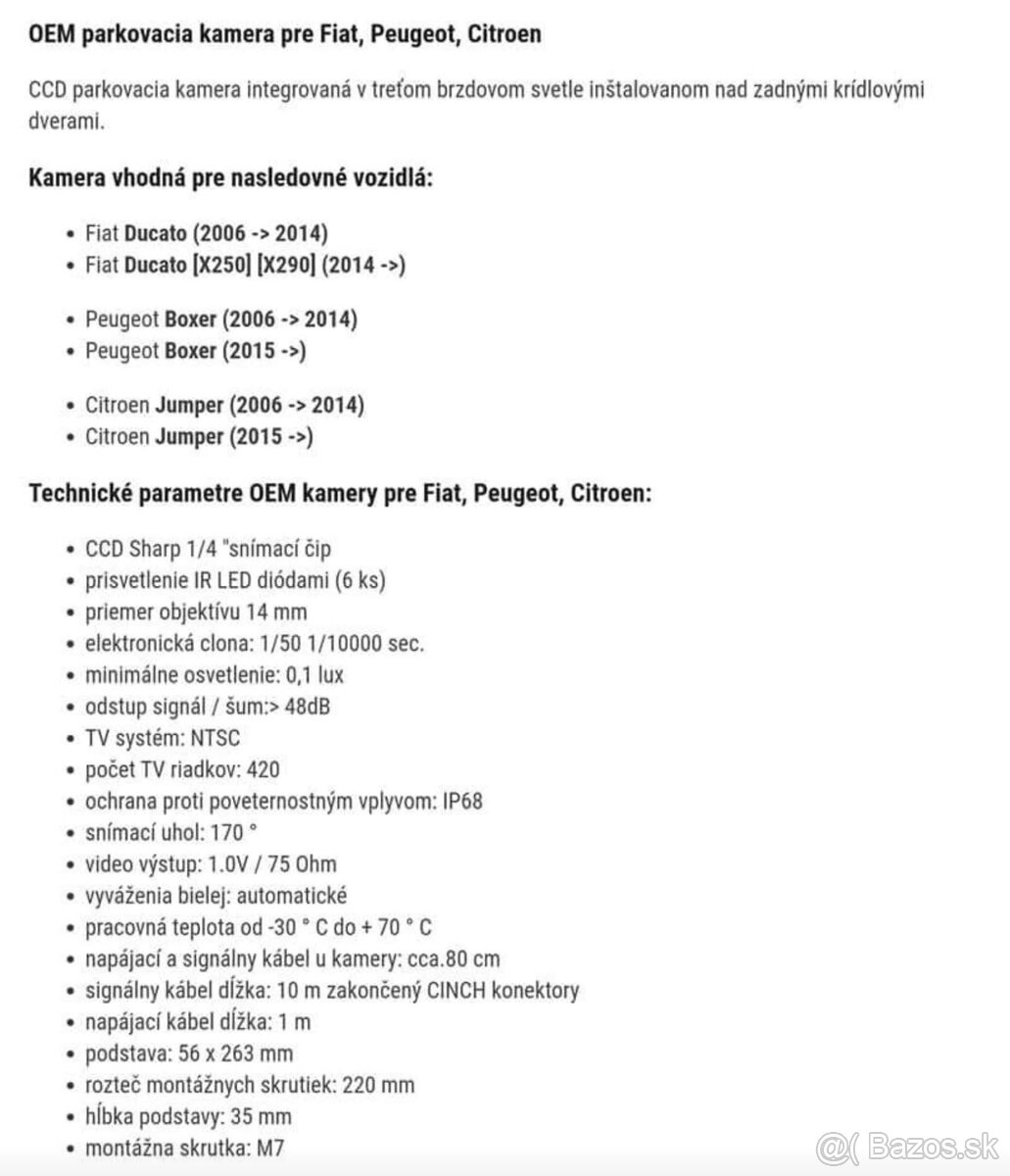 Cuvacia kamera FHD Fiat Ducato Citroën Jumper Peugeot Boxer - 6