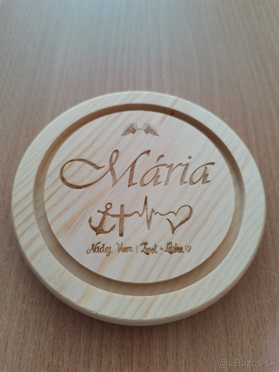 Sklenený Anjel s dreveným podnosom - 6