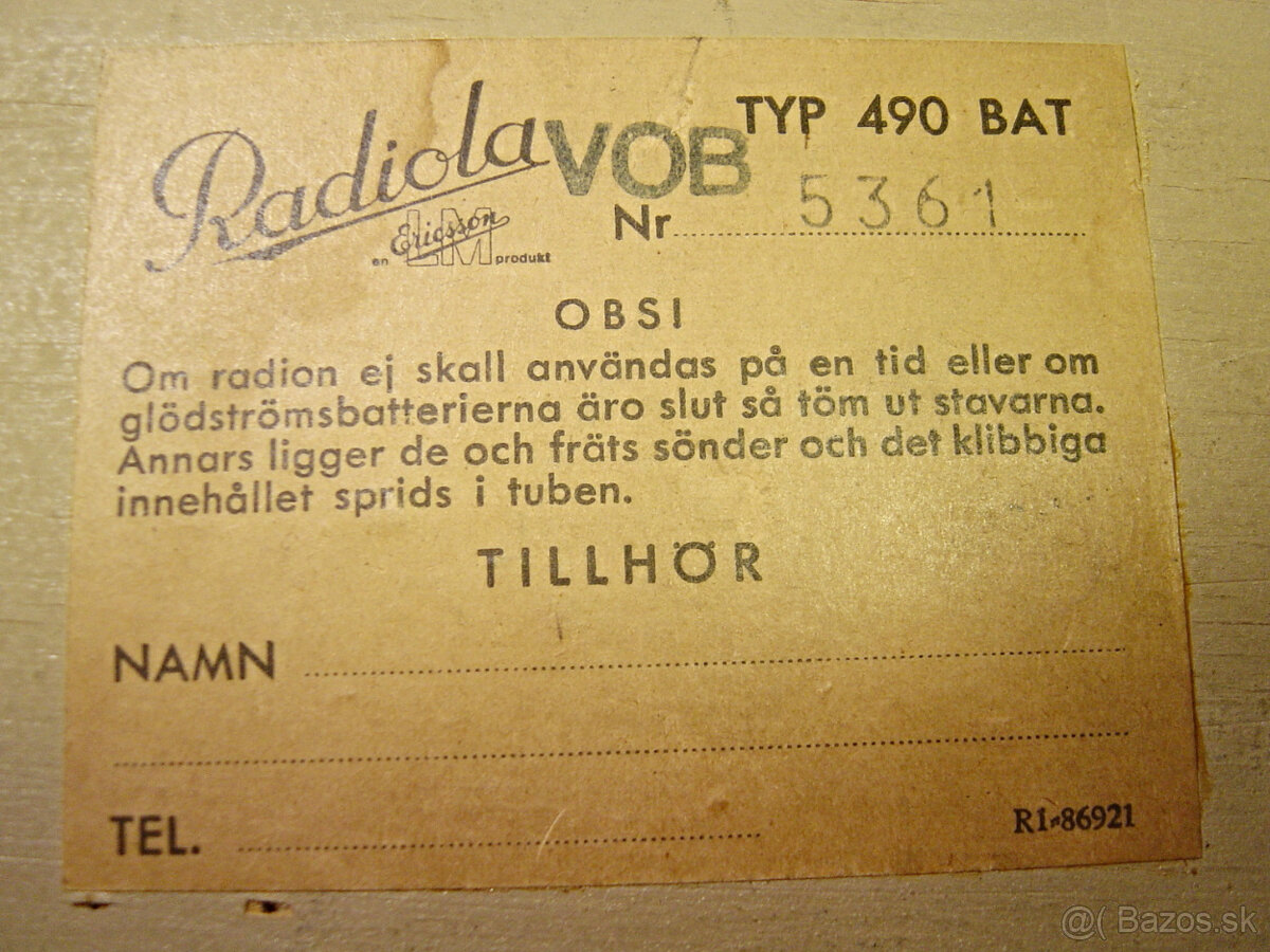 Staré rádio Radiola 490 BAT - 6