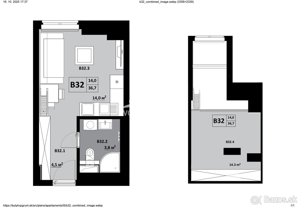 1 izbový apartmán s mezonetom KVP Grunt č. 32 - 6