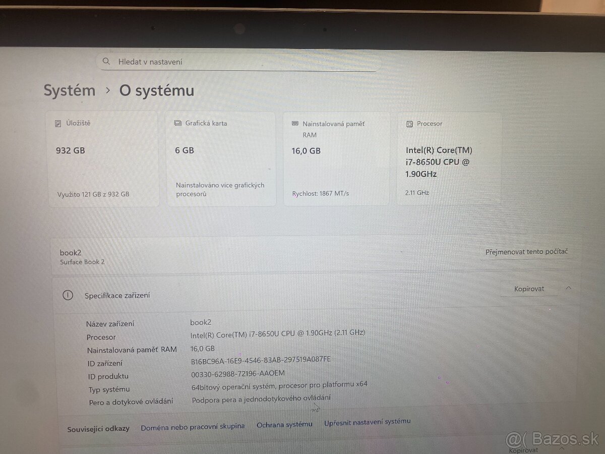 Surface BOOK 2, 15 palců, 16GB, GTX1060, 1TB, I7 - 6