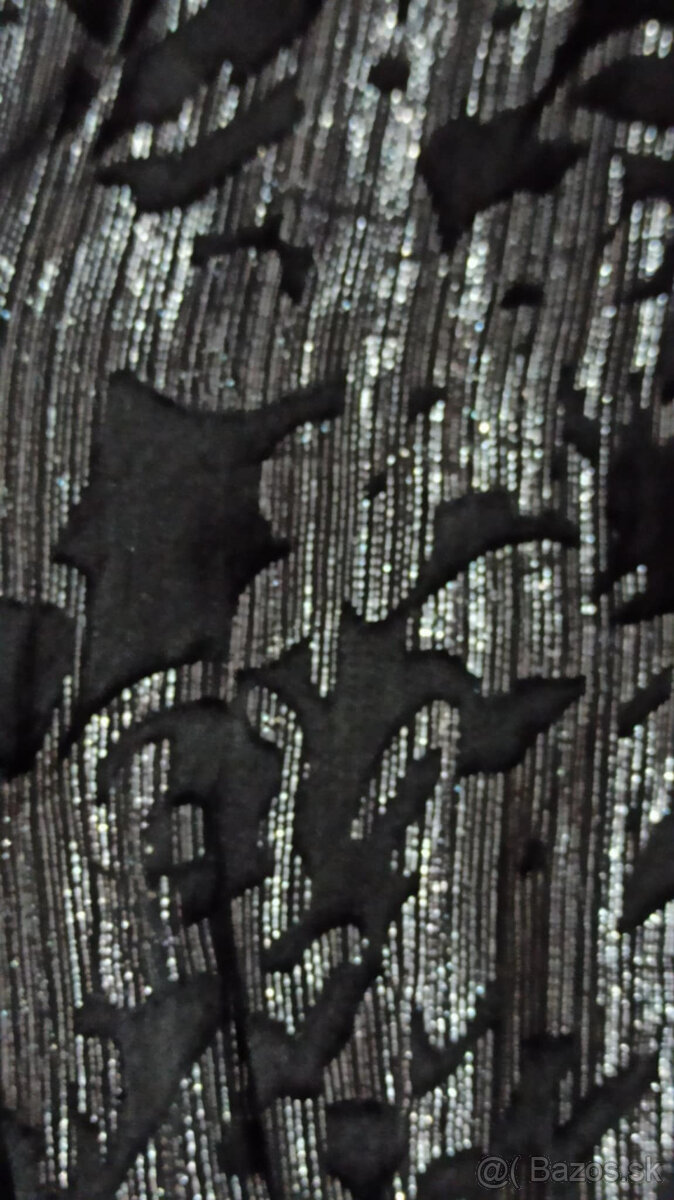 Spoločenské šaty, lesklé čierno strieborné ,veľk.M - 6