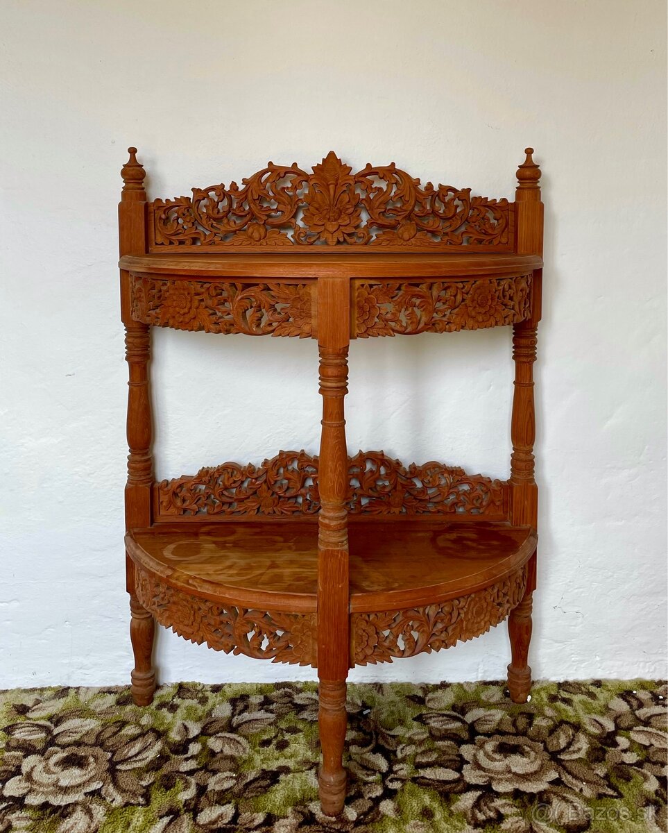 Veľky vyzrezávany set z tíkového dreva, dovezený z Ázie - 6