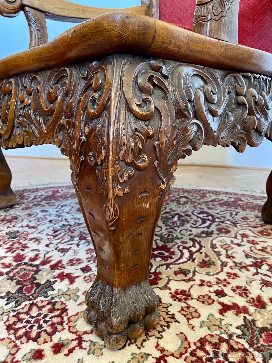 Set troch starožitnýh masívnych kresiel - 6