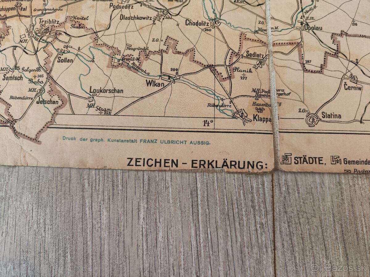 Stará německá mapa Leitmeritz (Litoměřice), J.J.Schweizer - 6