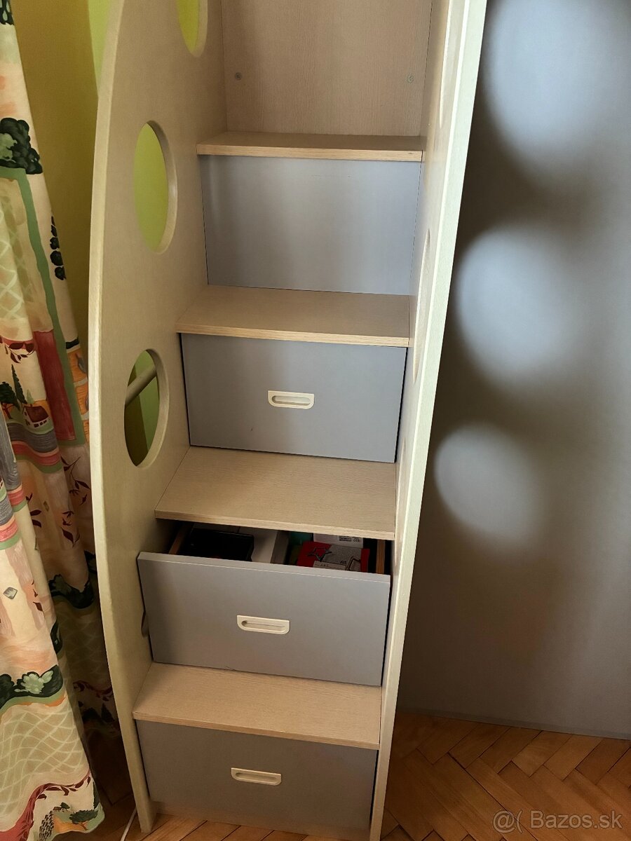 Poschodová posteľ s pracovným stolom a úložným systémom - 6