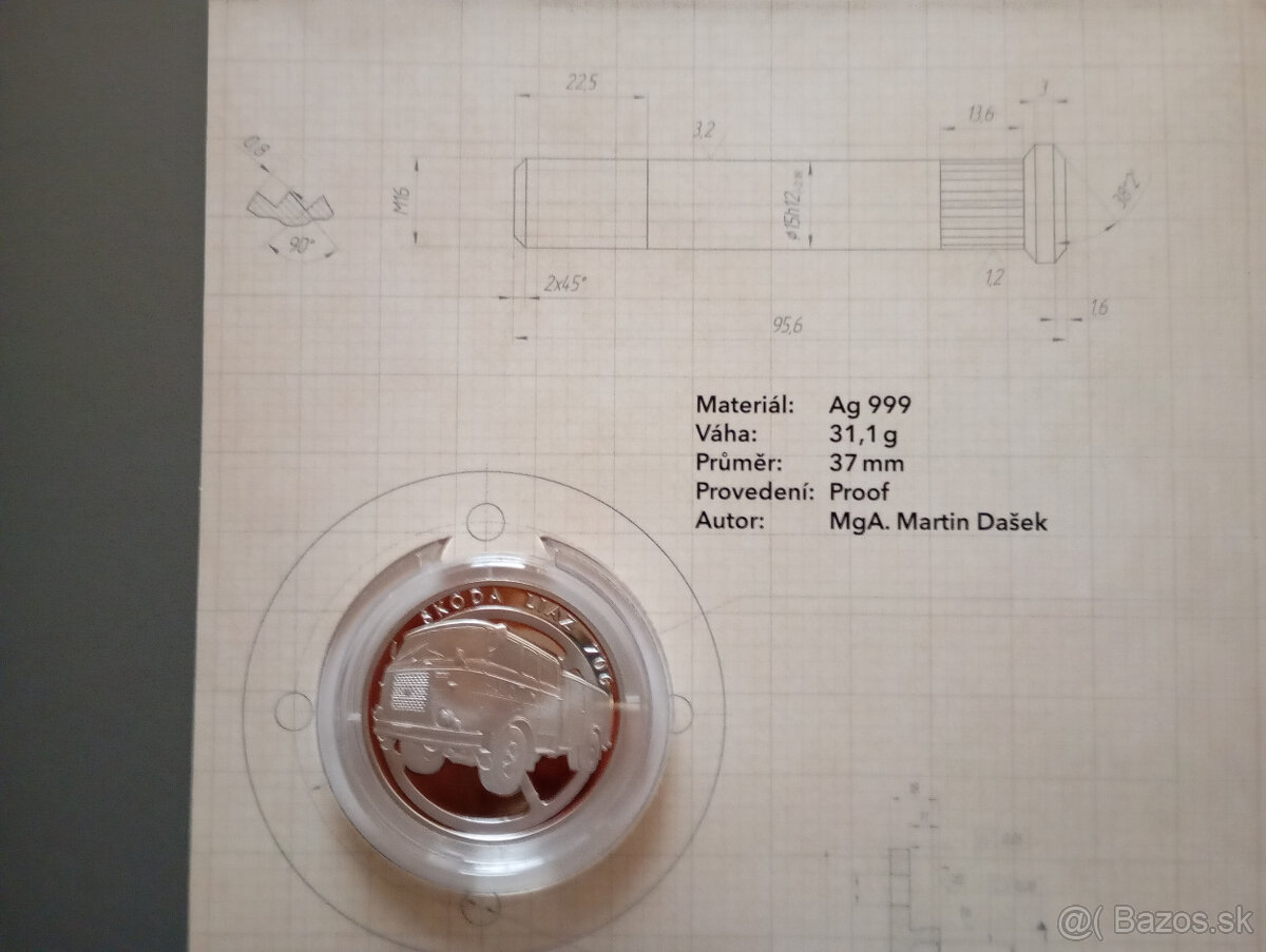 Predám Strieborná minca Na kolech - Nákl. aut Škoda LIAZ 706 - 6