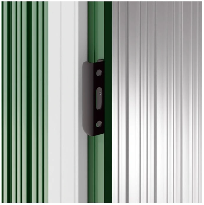 Záhradný domček 196x122x180 cm sivý s oknami a zelený bez - 6