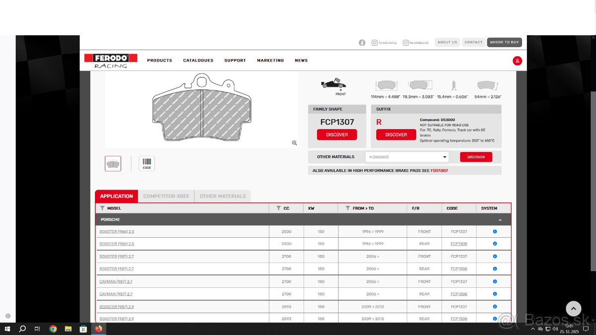 Ferodo ds3000 FCP1307R Porsche - 6