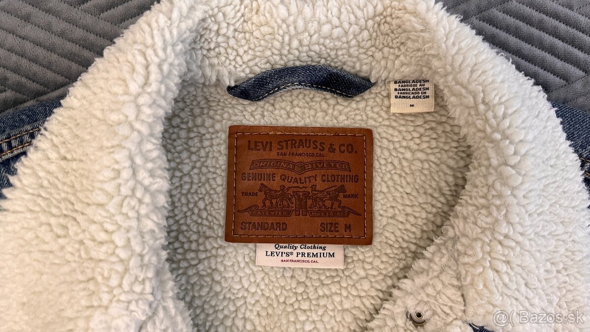 Pánska džínsová zateplená bunda LEVIS - veľkosť M - 6
