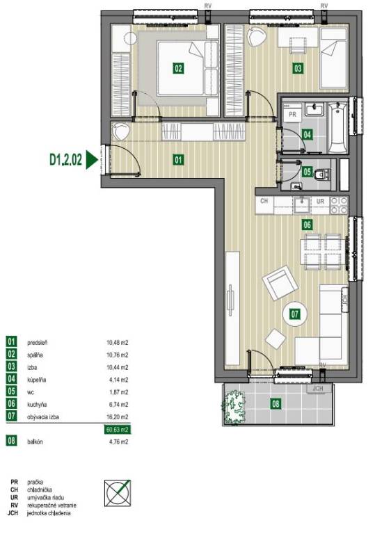 TOREA - ZELENÉ NIVY - 3i BYT S BALKÓNOM V BYT. DOME D - PEZI - 6