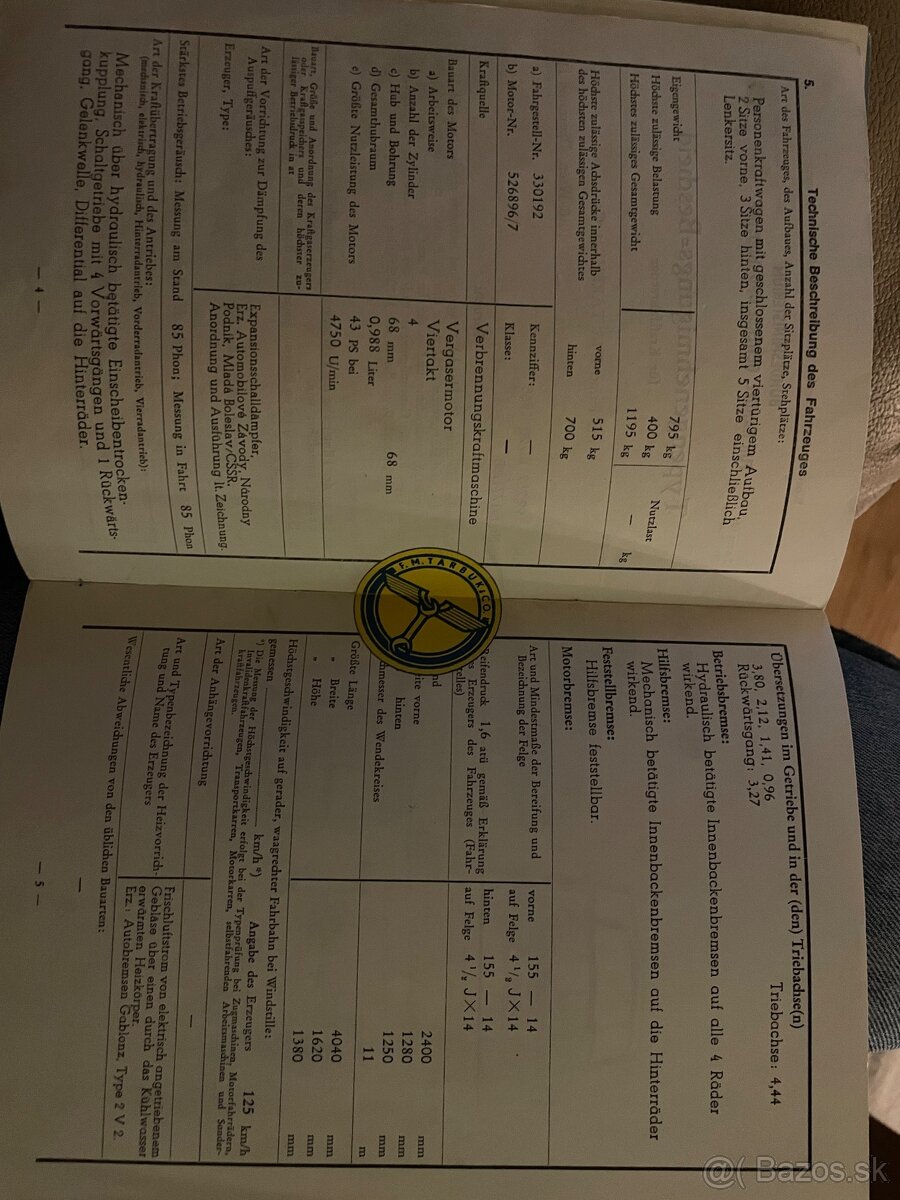 Papiere na Škoda 1000MB - 6