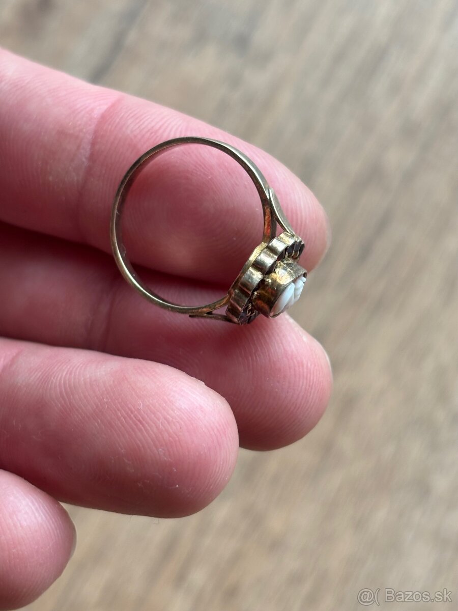 Strieborný prsteň - kameja, cesky granat - 6