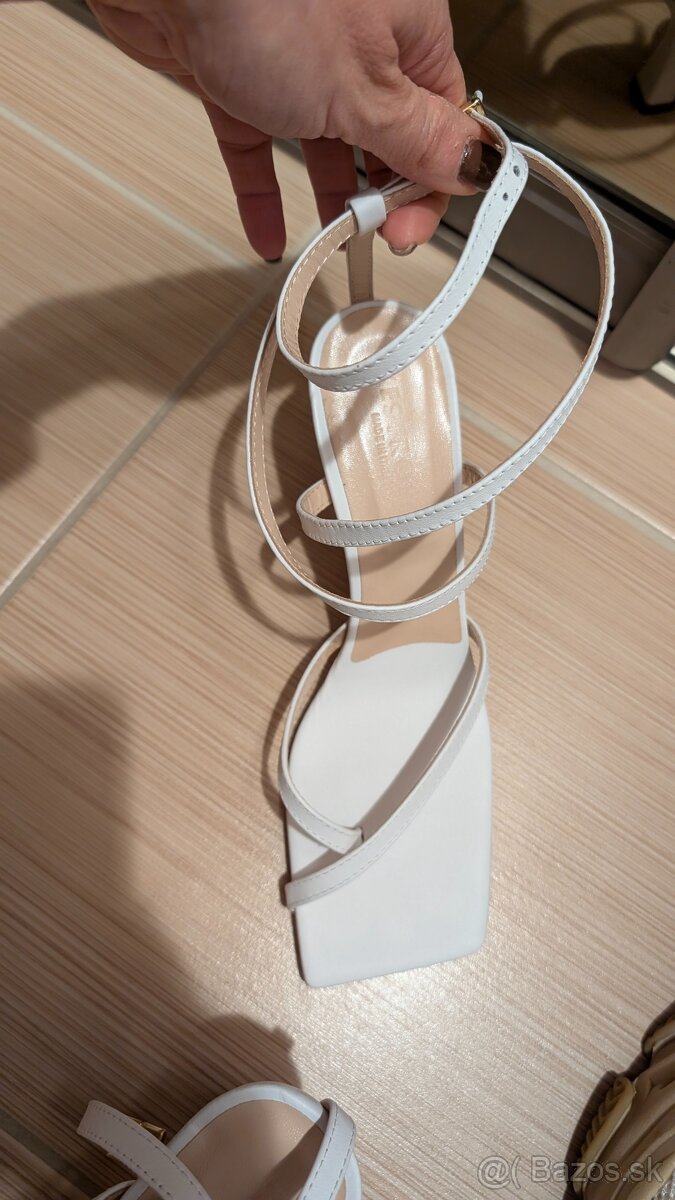 Talianske biele sandále 100% koža - 6