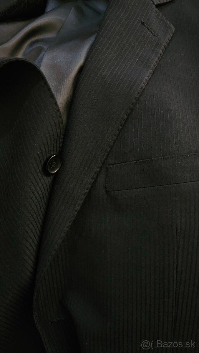 Nový čierny oblek veľ.56 na výšku190 cm + košeľa a kravata - 6
