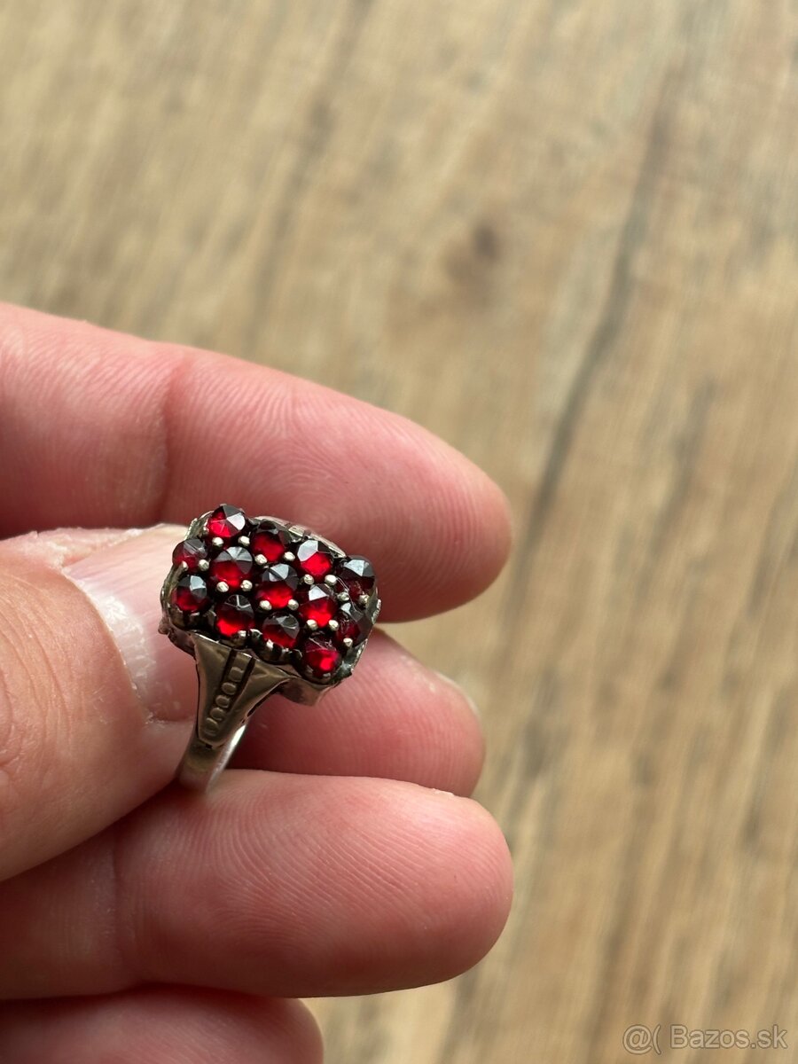 Strieborný prsteň - cesky granat - 6