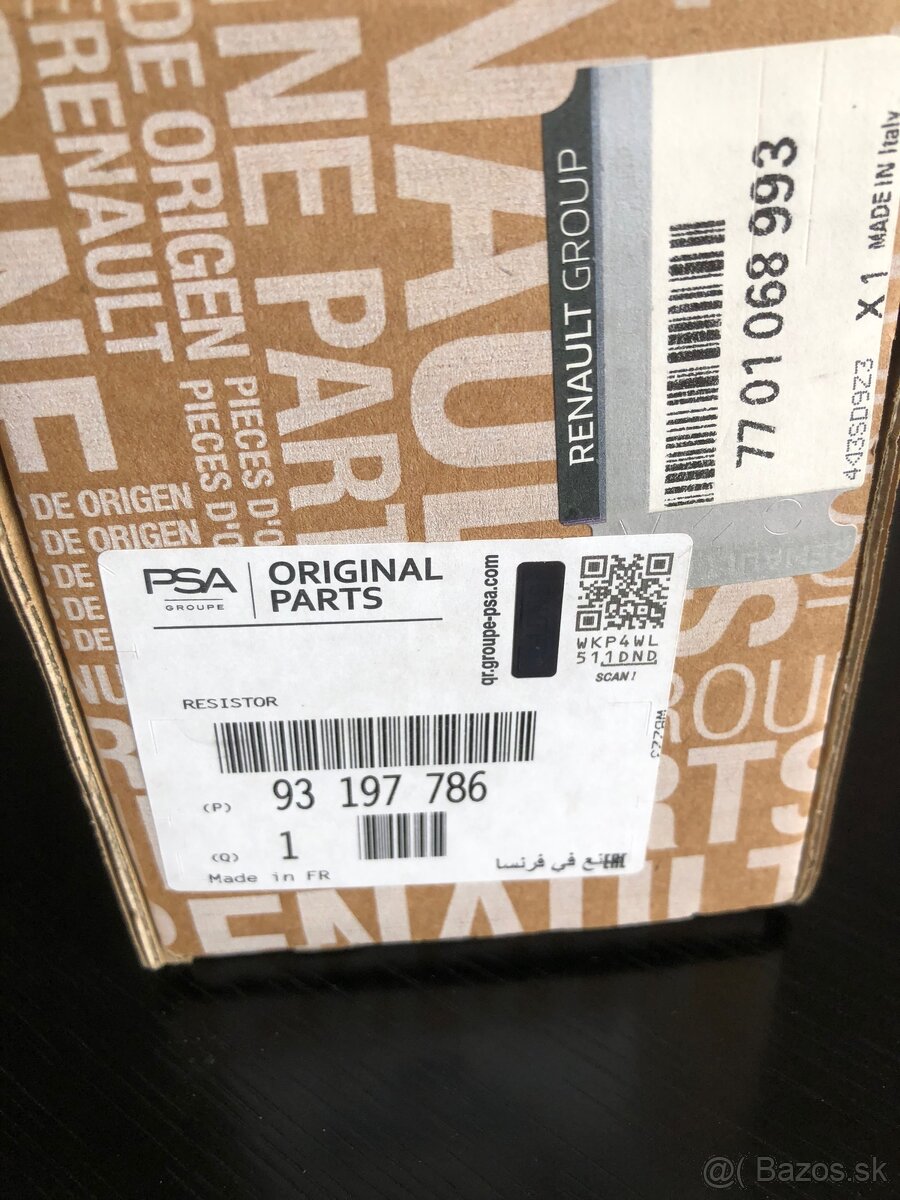 Regulátor - odpor vnút. ventilátora Nový Orig. Renault - 6