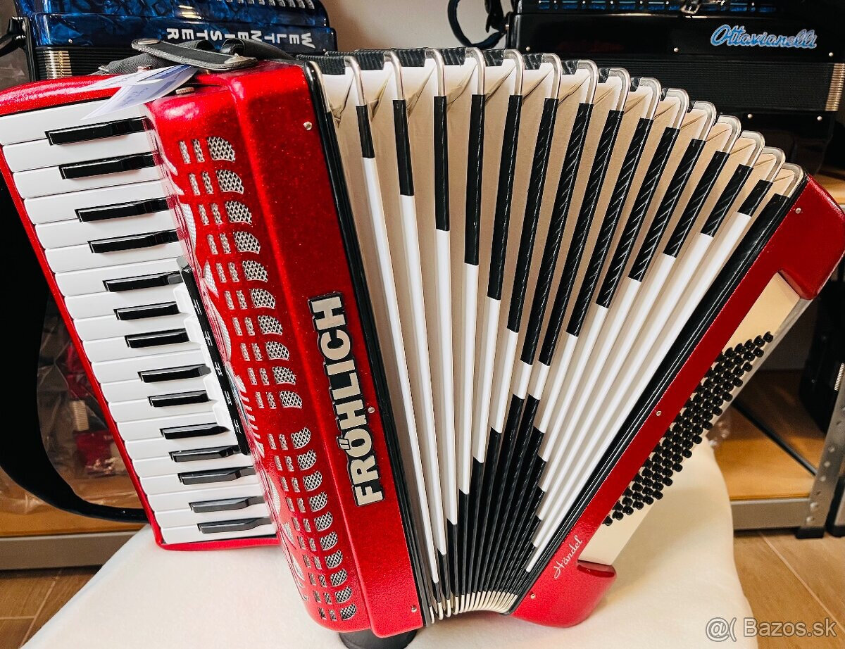 Predám akordeón Weltmeister-Fröhlich Handel 72 basový - nový - 6