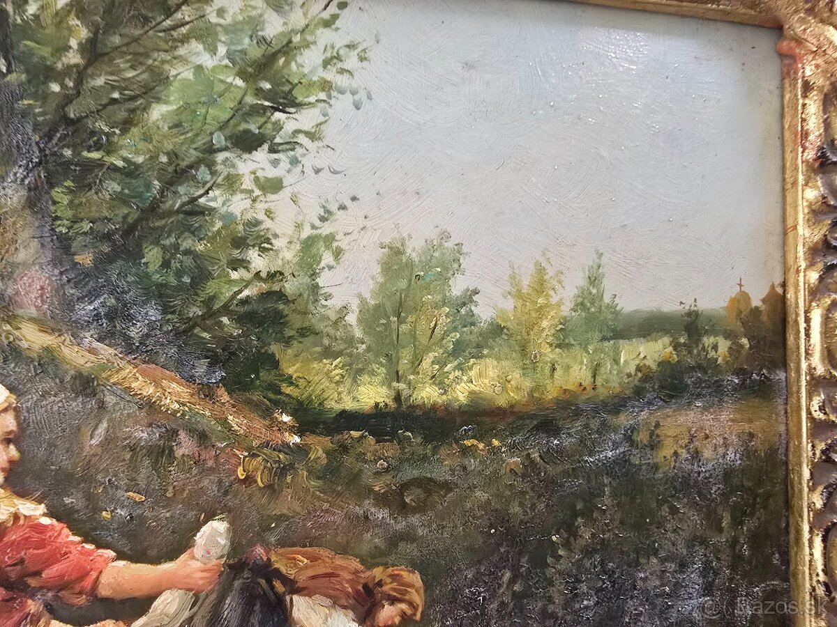 Starožitný obraz maľba na dreve - 6